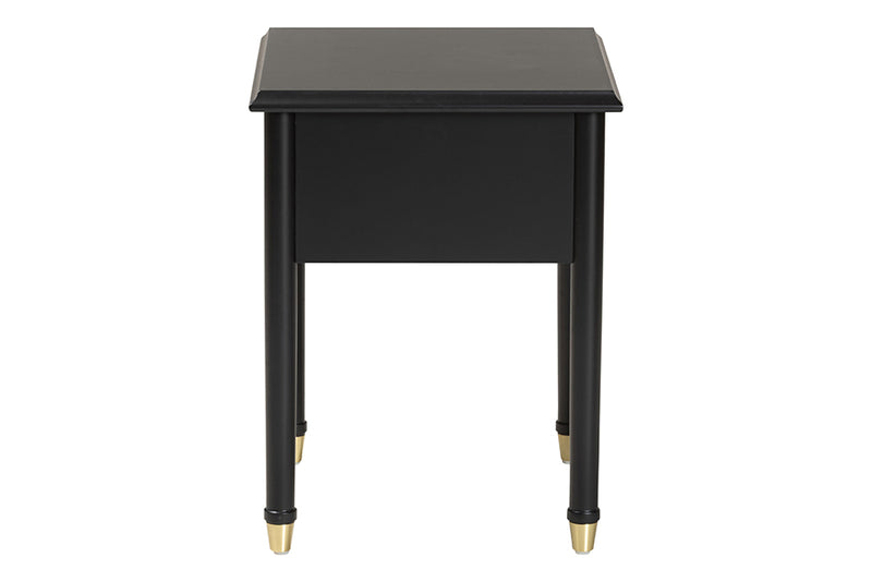 Ben Black Wood Nightstand with Pullout Shelf, Black
