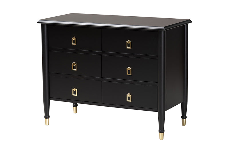 Ben Black Wood Chest with Drawers, Black