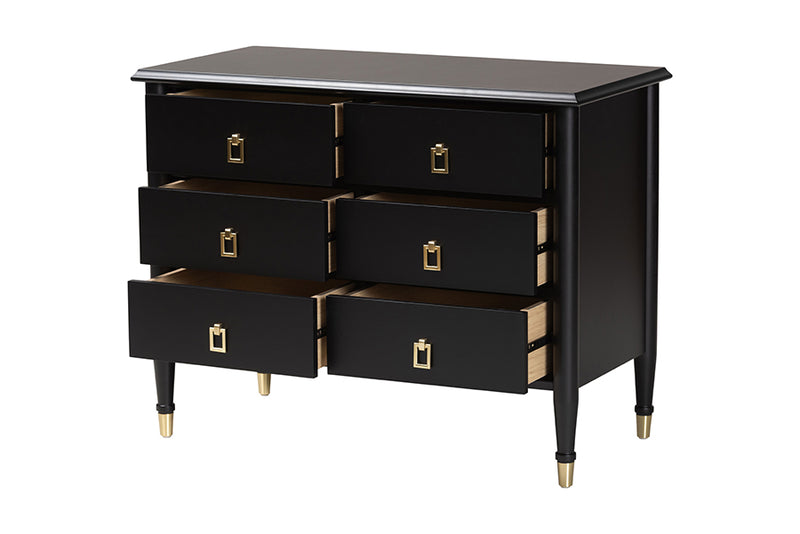 Ben Black Wood Chest with Drawers, Black