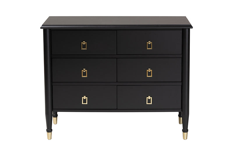 Ben Black Wood Chest with Drawers, Black