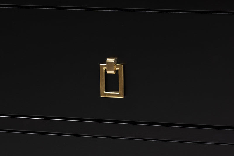 Ben Black Wood Chest with Drawers, Black