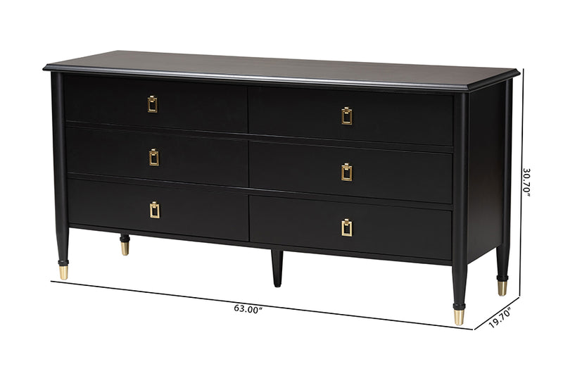 Ben Black Wood Dresser with Drawers, Black