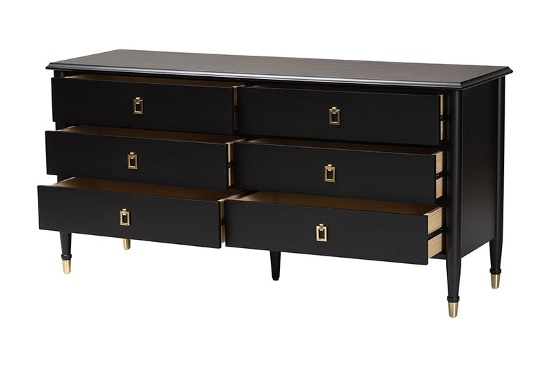 Ben Black Wood Dresser with Drawers, Black