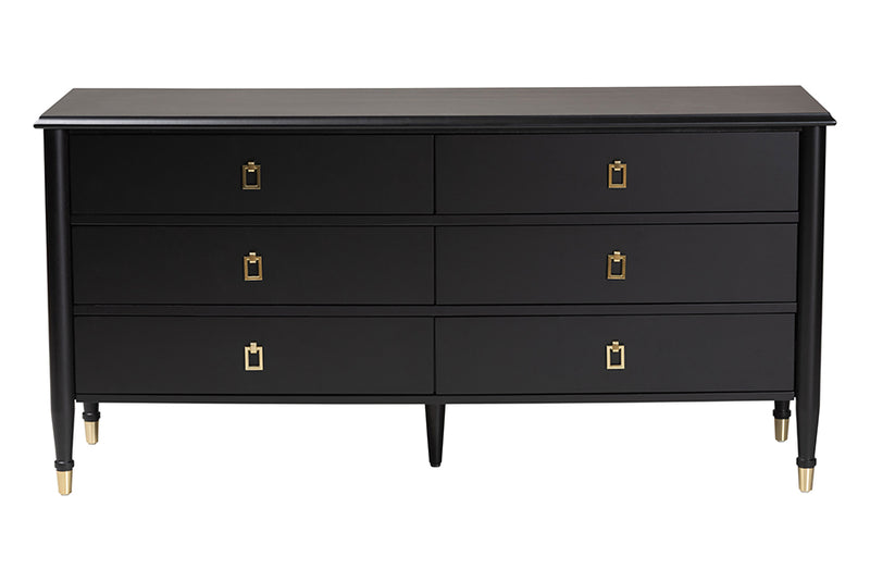 Ben Black Wood Dresser with Drawers, Black