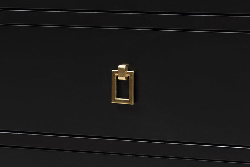 Ben Black Wood Dresser with Drawers, Black