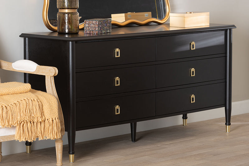 Ben Black Wood Dresser with Drawers, Black