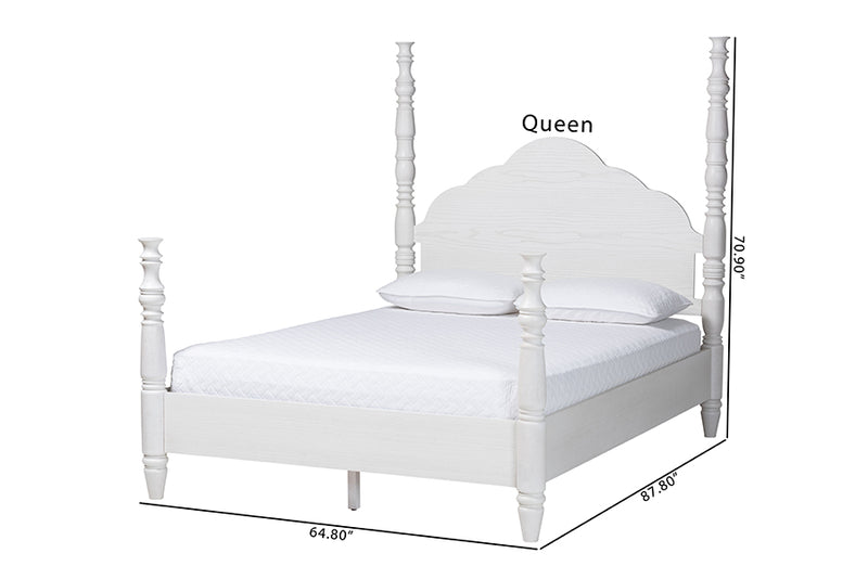 Jenny Four Poster Platform Bed, White