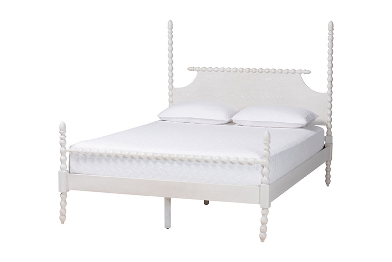 Alexi Bobbin Four Poster Platform Bed, White