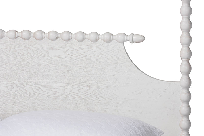 Alexi Bobbin Four Poster Platform Bed, White