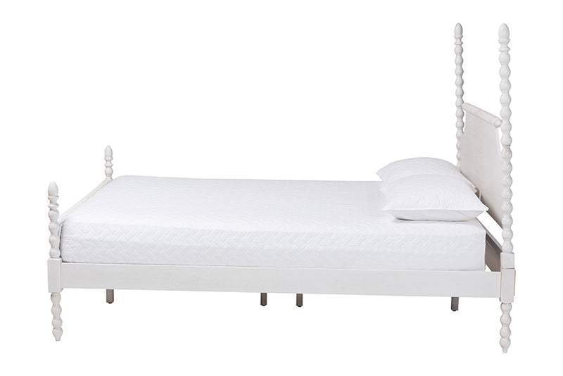 Alexi Bobbin Four Poster Platform Bed, White