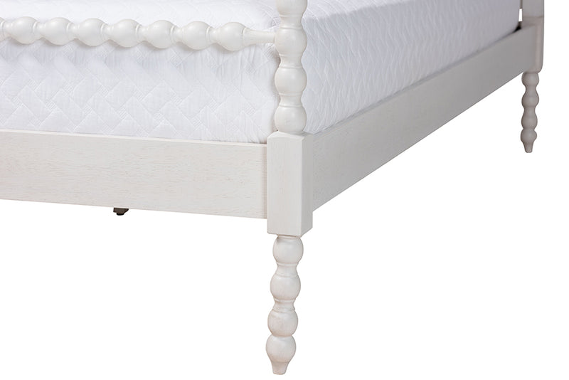 Alexi Bobbin Four Poster Platform Bed, White