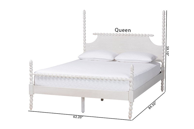 Alexi Bobbin Four Poster Platform Bed, White