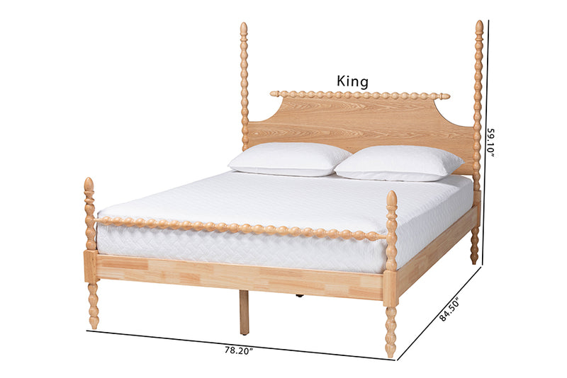 Alexi Bobbin Four Poster Platform Bed, Natural Brown