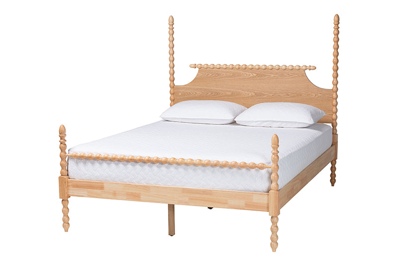 Alexi Bobbin Four Poster Platform Bed, Natural Brown