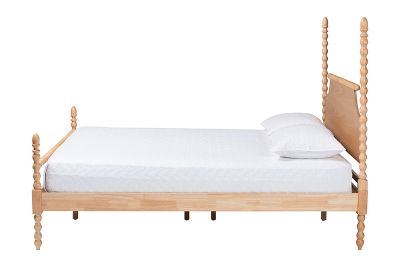 Alexi Bobbin Four Poster Platform Bed, Natural Brown