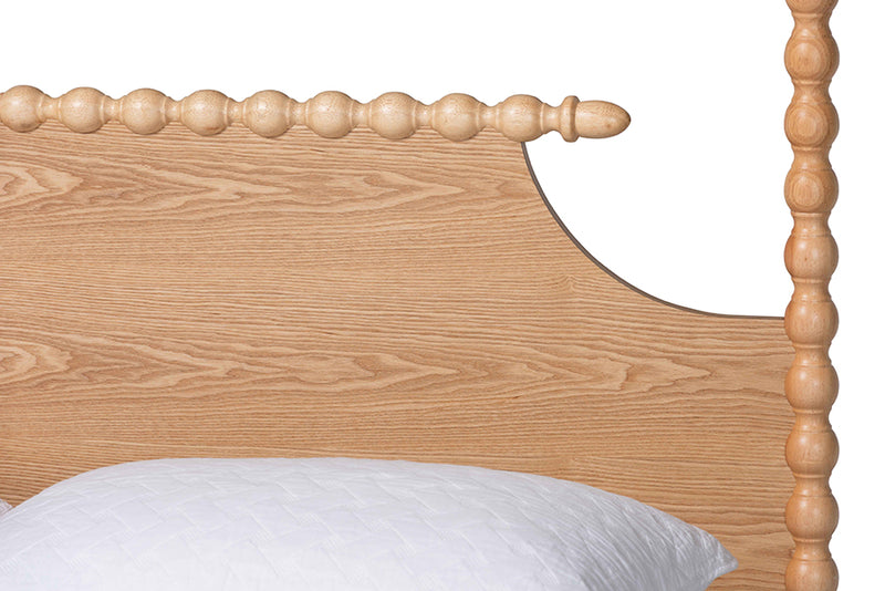 Alexi Bobbin Four Poster Platform Bed, Natural Brown