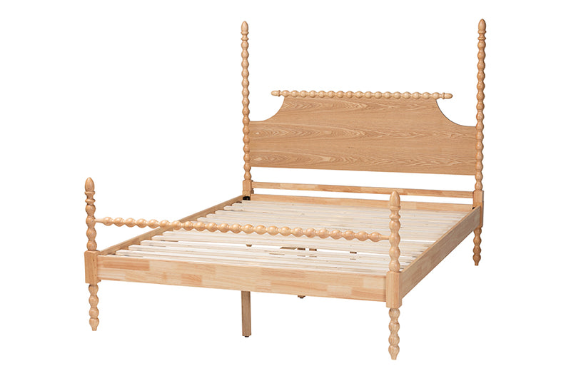 Alexi Bobbin Four Poster Platform Bed, Natural Brown