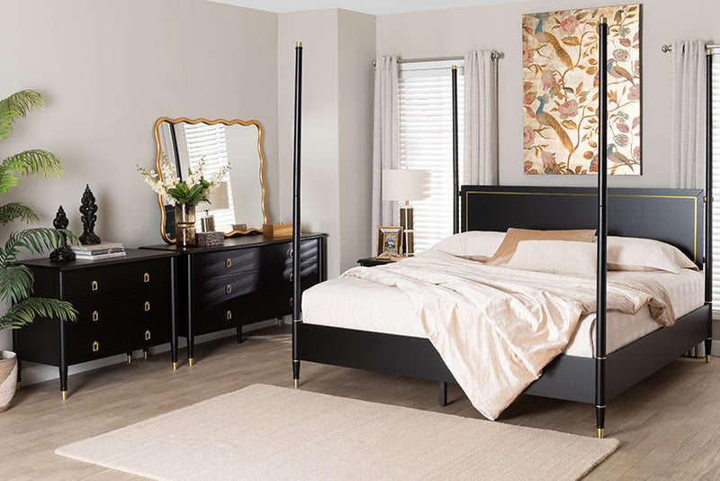 Danny Four Poster Platform Bed Sets, Black