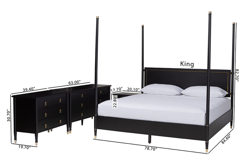 Danny Four Poster Platform Bed Sets, Black