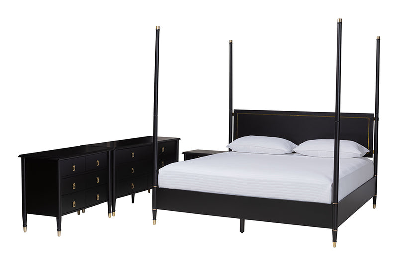 Danny Four Poster Platform Bed Sets, Black