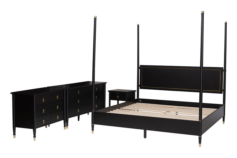 Danny Four Poster Platform Bed Sets, Black