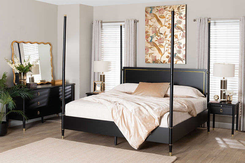 Danny Four Poster Platform Bed Sets, Black