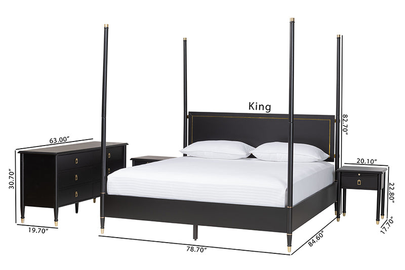 Danny Four Poster Platform Bed Sets, Black