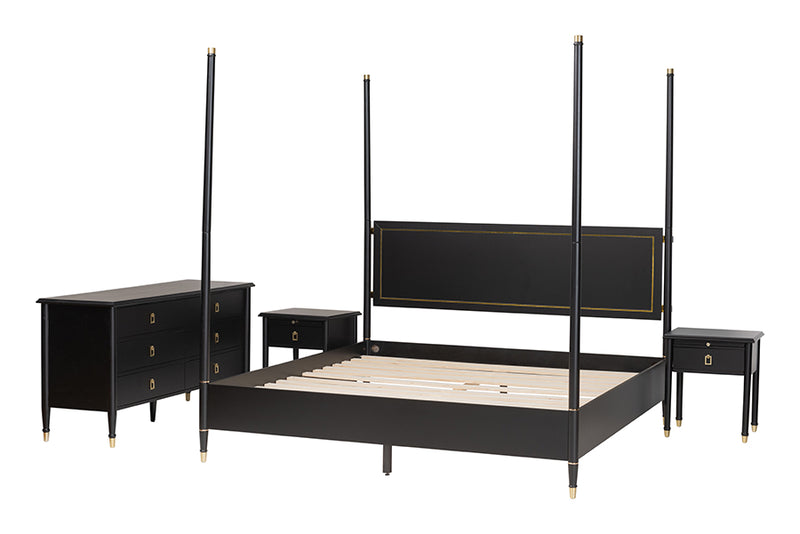 Danny Four Poster Platform Bed Sets, Black