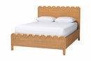 Zoey Scalloped Natural Rattan Bed Frame, Light Honey