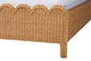 Zoey Scalloped Natural Rattan Bed Frame, Light Honey