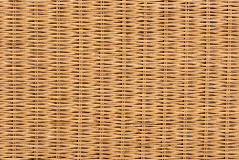 Zoey Scalloped Natural Rattan Bed Frame, Light Honey