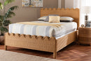 Zoey Scalloped Natural Rattan Bed Frame, Light Honey
