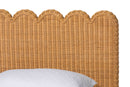 Zoey Scalloped Natural Rattan Bed Frame, Light Honey