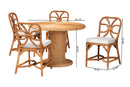 Vicky 5 Piece Rattan Dining Set, Light Honey