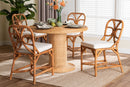 Vicky 5 Piece Rattan Dining Set, Light Honey