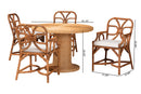 Judith 5 Piece Rattan Dining Set, Light Honey
