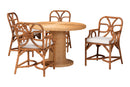 Judith 5 Piece Rattan Dining Set, Light Honey