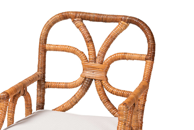 Judith 5 Piece Rattan Dining Set, Light Honey