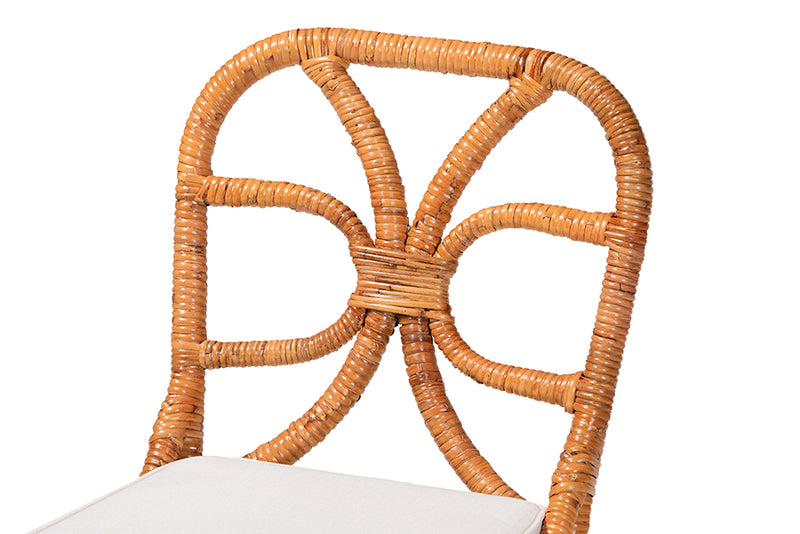 Aldon 5 Piece Rattan Dining Set, Light Honey