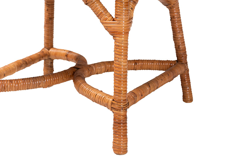 Aldon 5 Piece Rattan Dining Set, Light Honey