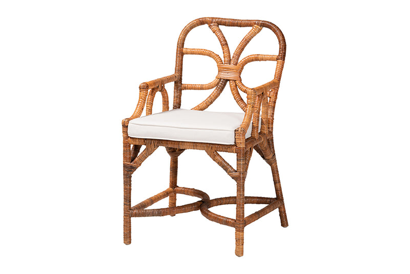 Adam 5 Piece Rattan Dining Set, Light Honey