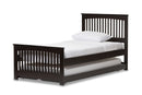 Olwen Twin Size Dark Brown Solid Wood Platform Bed w/Guest Trundle Bed Baxton