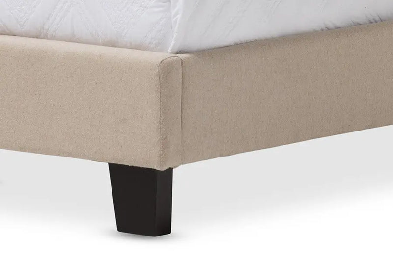 Benjamin Beige Linen Upholstered Arched Box Spring Bed w/Nail Heads (Twin) iHome Studio