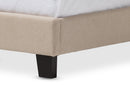 Lumac Beige Linen Upholstered Twin Size Arched Bed w/Nail Heads Baxton