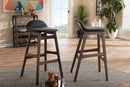 Perret Black Faux Leather Walnut Wood Finishing 30-Inches Bar Stool (Set of 2) Baxton