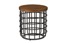 Bethari Style Antique Black Textured Finished Metal Distressed Wood Accent Table Baxton