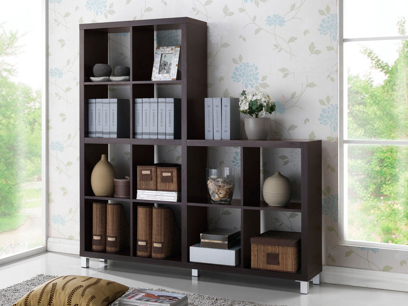 Thatcher Dark Brown Modern 12-Cube Shelving Unit