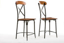 Hosea Light Brown Wood & Metal Bar Stool (Set of 2) Baxton
