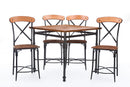 Hosea Light Brown Wood & Metal 5-Piece Pub Set Baxton