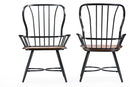 Emma "Dark-Walnut" Wood and Black Metal Industrial Dining Arm Chair (Set of 2) Baxton